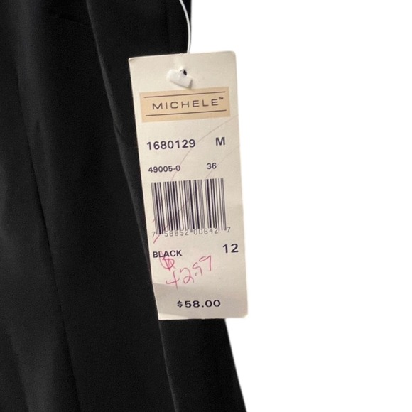 Vintage Michele Black Shift Dress Body Con‎ Size 12 Librarian Acadamia Preppy - Picture 4 of 5